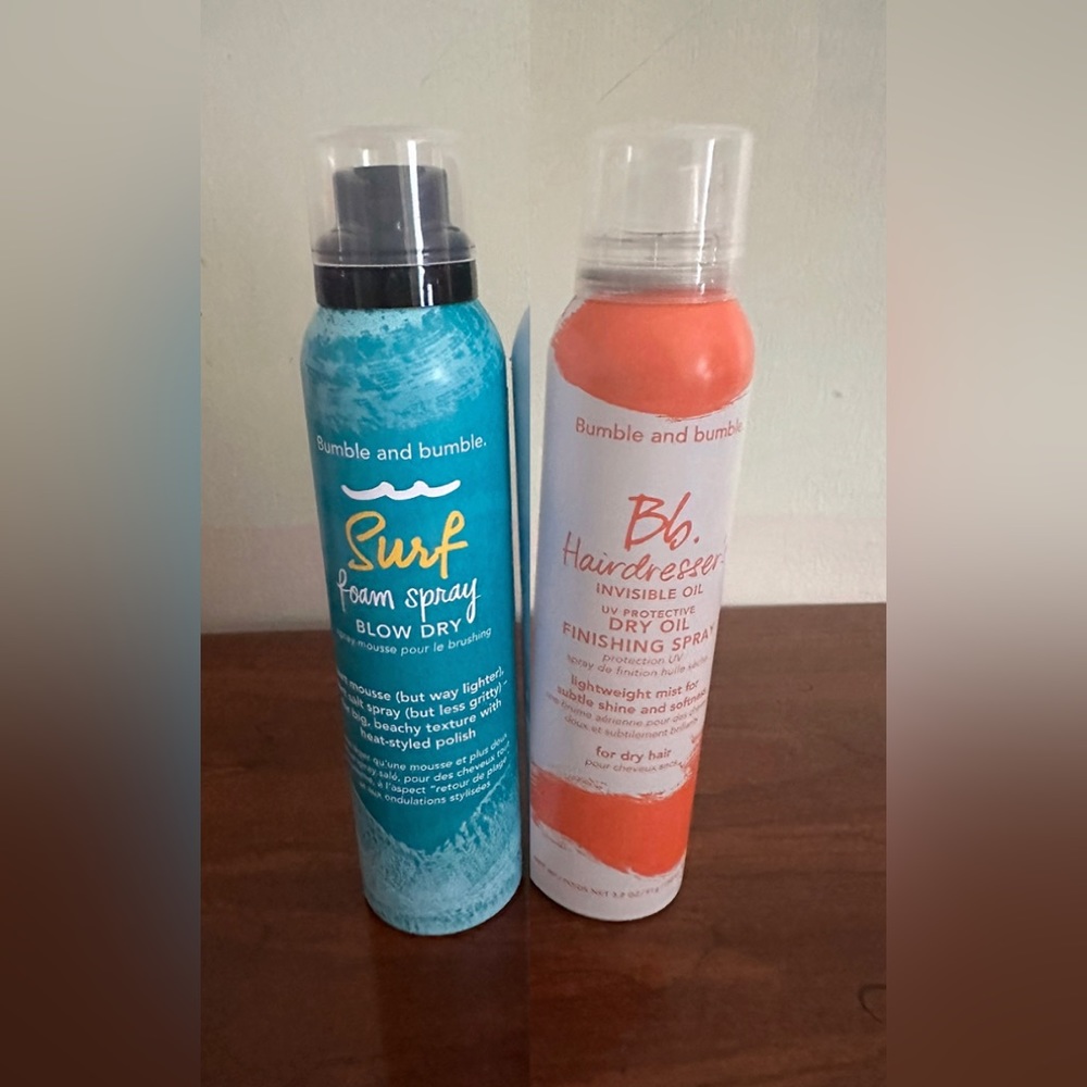 Bumble and Bumble Invisible Oil UV Finishing Spray& Surf Foam Spray Blow Dry ne